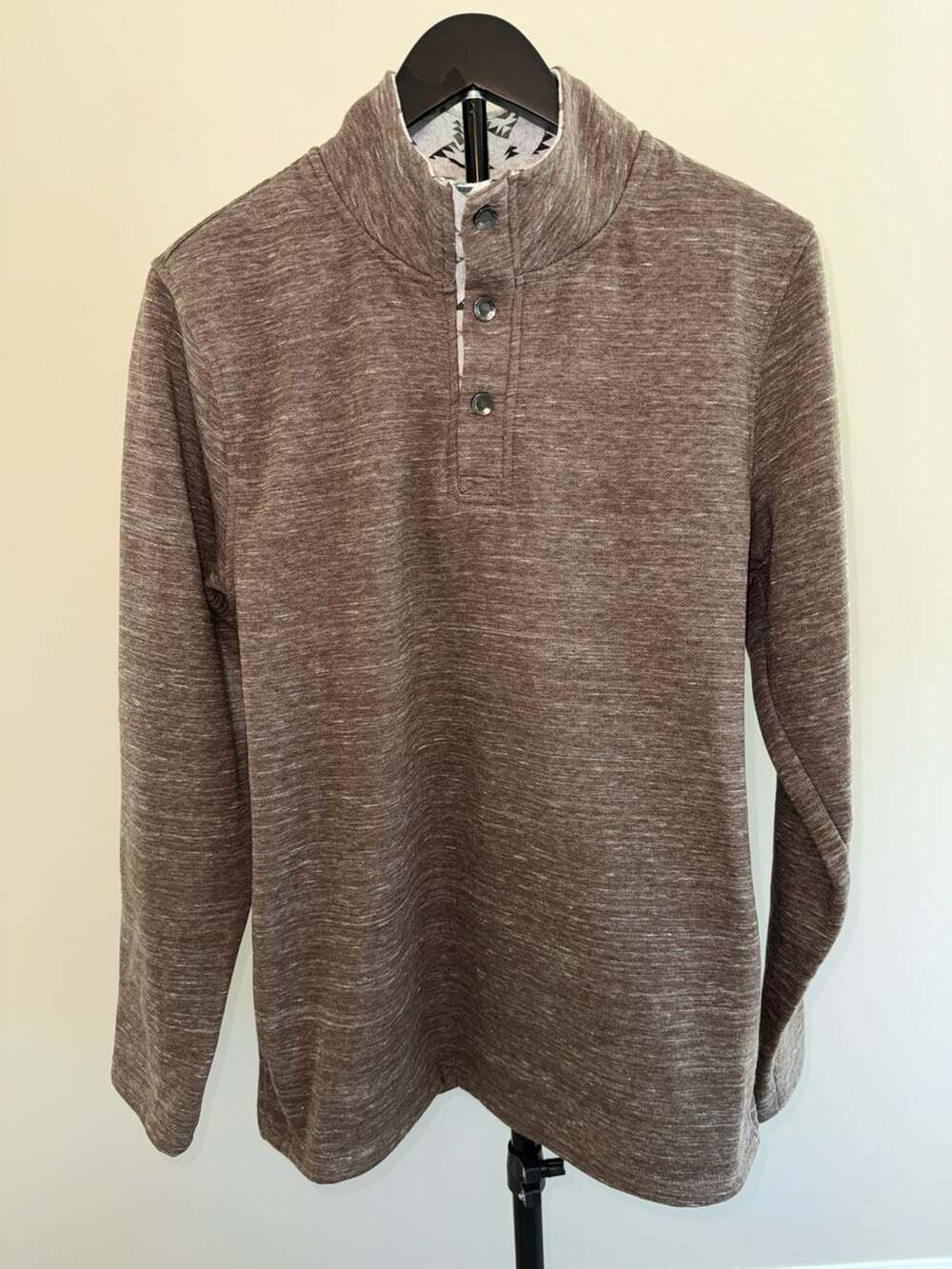 Departwest Mens Quarter Snap Pullover Sweater Medium Brown Aztec Print Collar-M